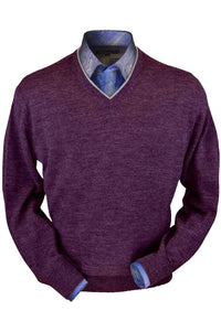 Royal Alpaca V-Neck Sweater in Plum Heather by Peru Unlimited