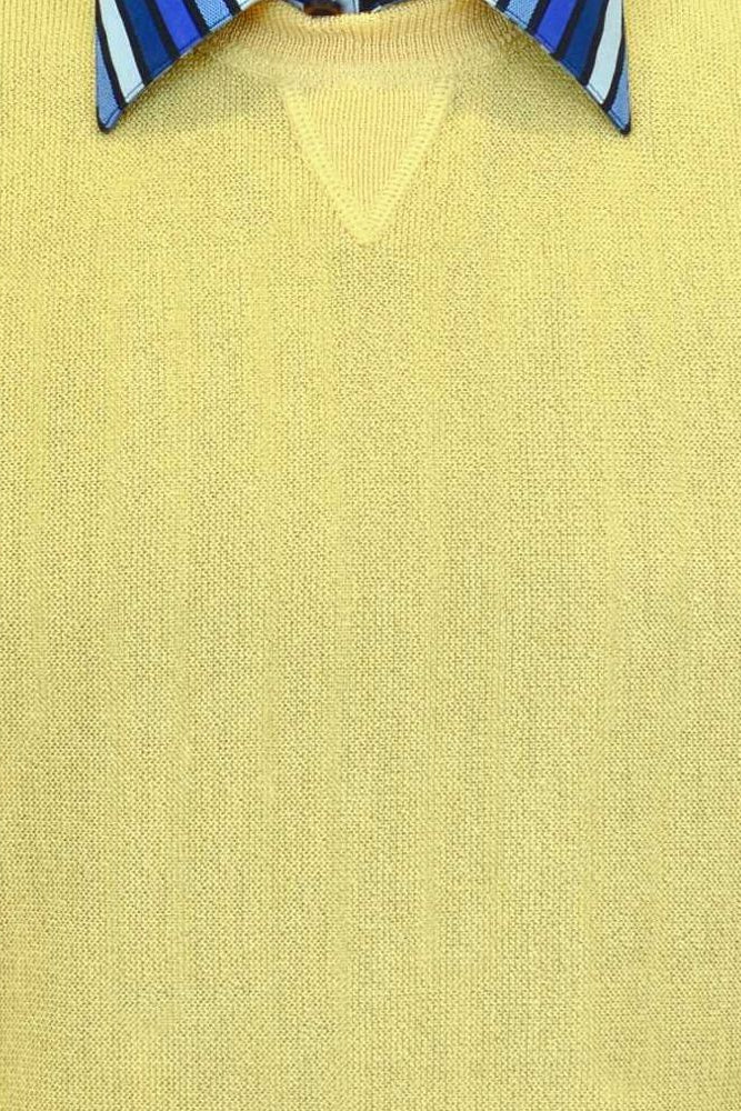 Baby Alpaca 'Links Stitch' Sweatshirt-Style Crew Neck Sweater in Lemon by Peru Unlimited