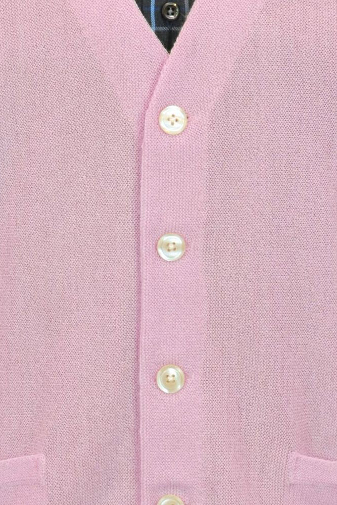 Baby Alpaca 'Links Stitch' V-Neck Cardigan Sweater in Pink by Peru Unlimited