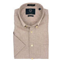 Linen and Cotton Short Sleeve Sport Shirt in Beige by Viyella