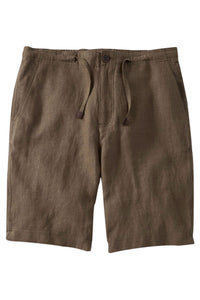 Pure Linen Drawstring Casual Shorts in Dark Olive by Borgo28
