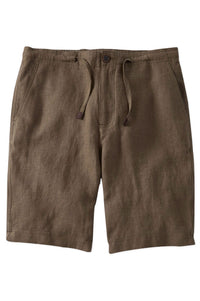 Pure Linen Drawstring Casual Shorts in Dark Olive by Borgo28