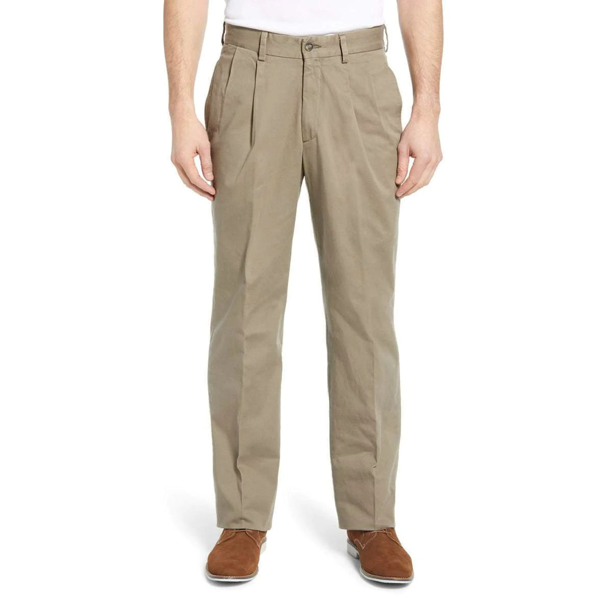 Men's Pleated Khaki Regular Fit Korean Trouser with Tie-Up Waistband
