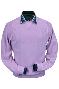 Baby Alpaca 'Links Stitch' Sweatshirt-Style Crew Neck Sweater in Lilac by Peru Unlimited