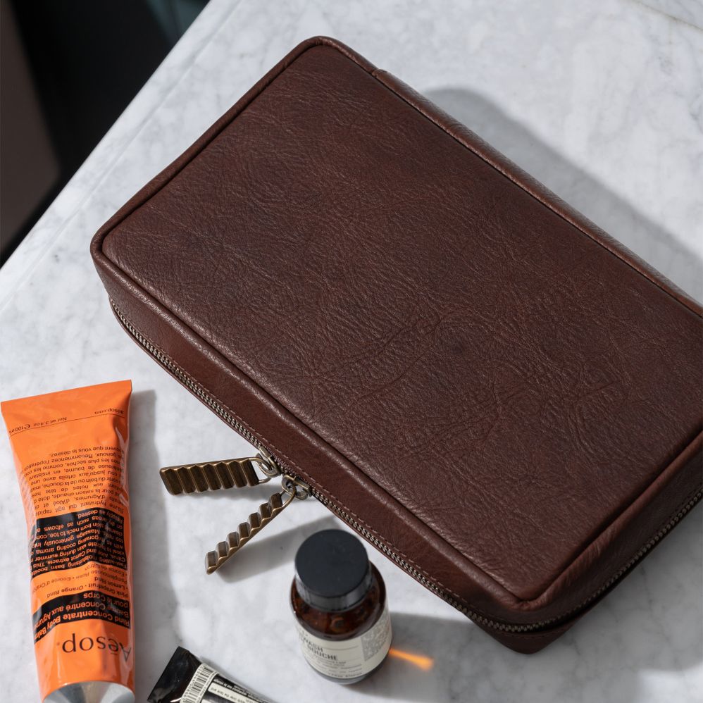 Kent Travel Kit in Seven Hills Chocolate by Moore & Giles