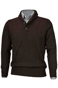 Royal Alpaca 2-Button Shawl Collar Sweater in Chocolate Heather by Peru Unlimited