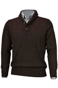 Royal Alpaca 2-Button Shawl Collar Sweater in Chocolate Heather by Peru Unlimited