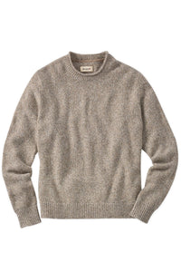Extra Fine Merino Wool Raw Crew Neck Mouline Sweater in Stone by Borgo28