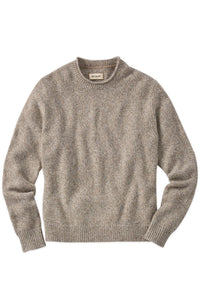 Extra Fine Merino Wool Raw Crew Neck Mouline Sweater in Stone by Borgo28