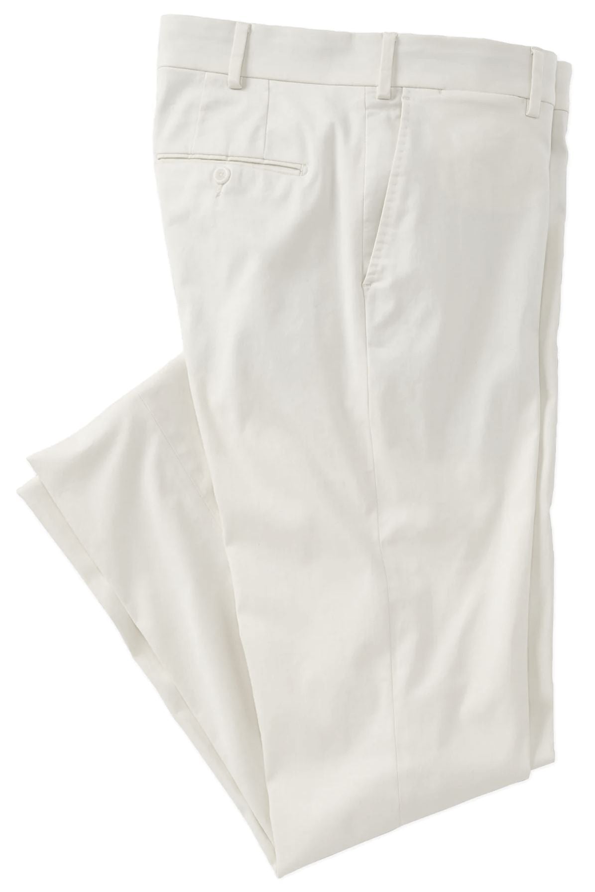 Supima Sateen Italian Luxury Flat Front Cotton Trouser in White (Choice of Fits) by 6 East by Ballin