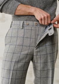 Super 110s Geelong Lambswool Italian Luxury Windowpane Check Wool Trouser (Choice of Colors and Fits) by 6 East by Ballin