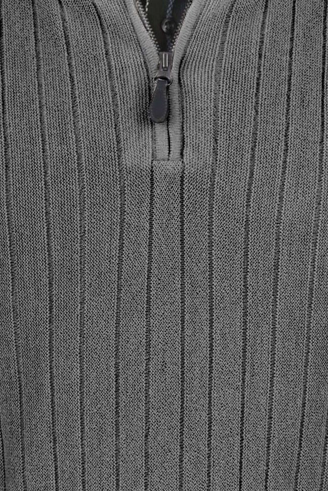 Baby Alpaca 'Links Stitch' Ribbed Zip-Neck Sweater Vest in Medium Grey Heather by Peru Unlimited