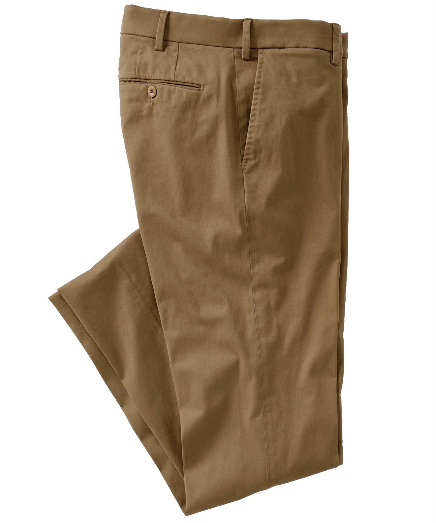Supima Sateen Italian Luxury Flat Front Cotton Trouser in British Tan (Choice of Fits) by 6 East by Ballin