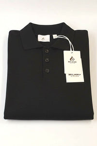 Pure Cashmere Polo Neck Sweater in Black by Milano Atelier