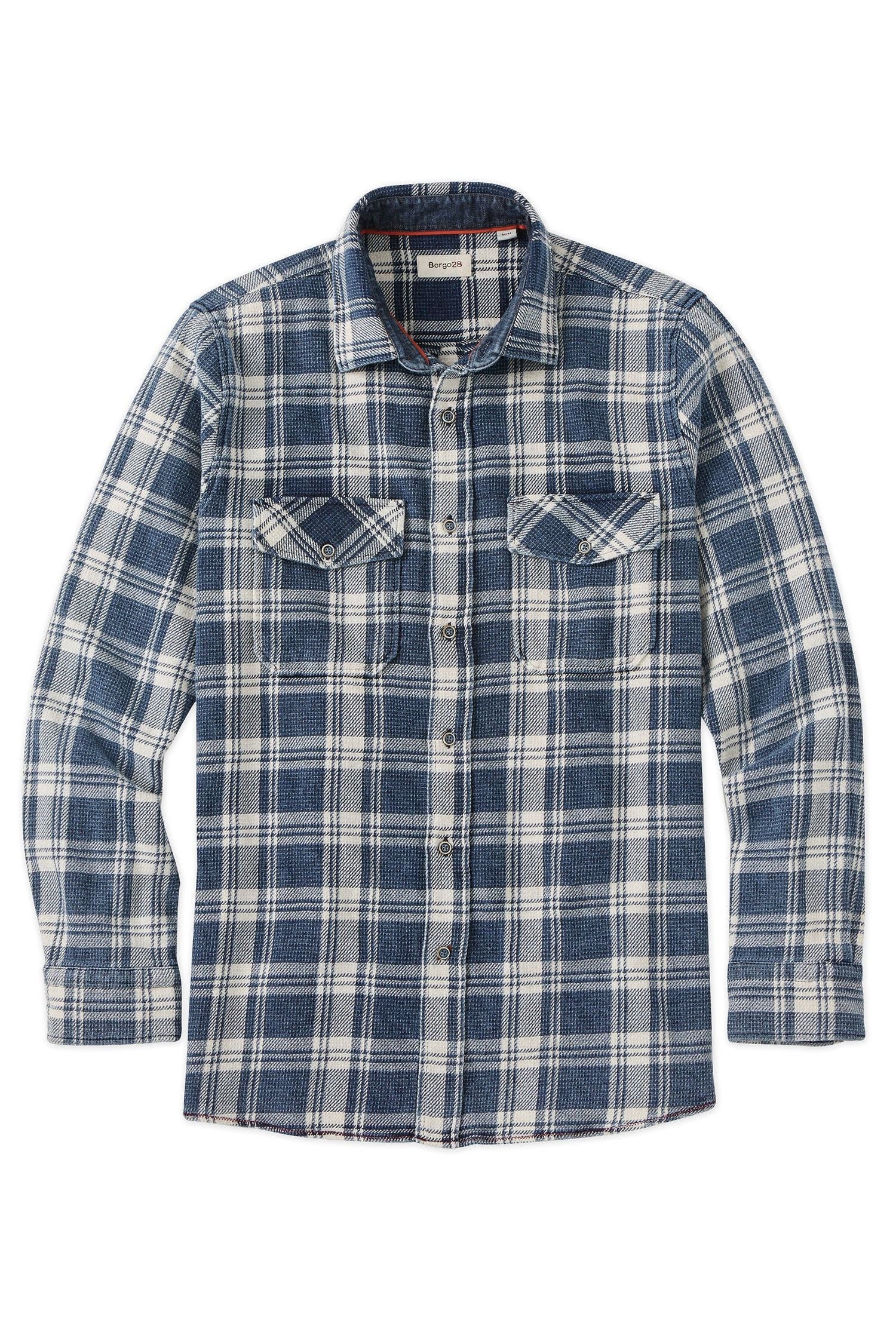 Twill Indigo Weave Long-Sleeve Sport Shirt by Borgo28