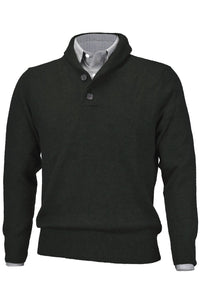 Royal Alpaca 2-Button Shawl Collar Sweater in Hunter Green Heather by Peru Unlimited