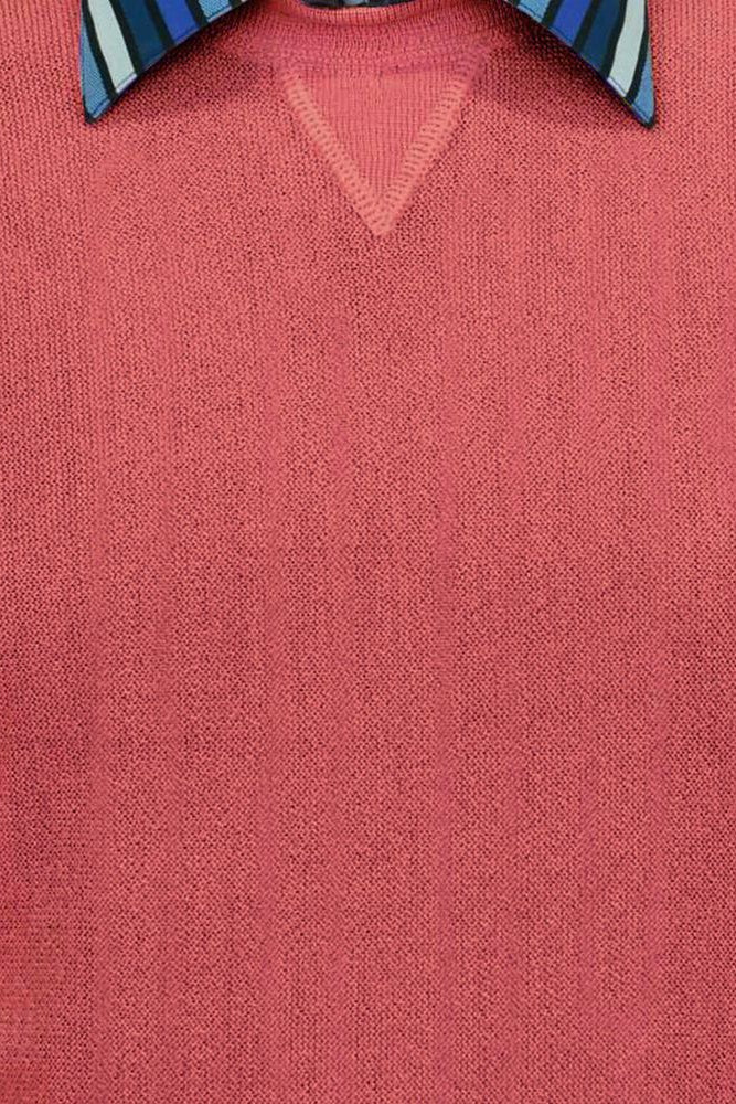 Baby Alpaca 'Links Stitch' Sweatshirt-Style Crew Neck Sweater in Cayenne Red Heather by Peru Unlimited