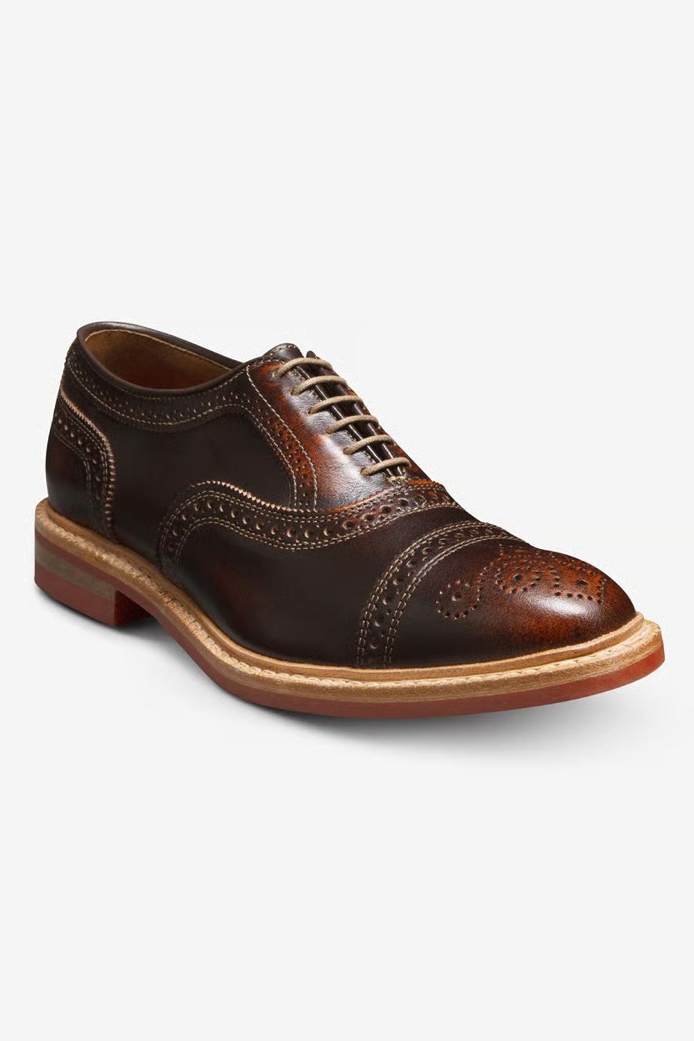 Strandmok Cap-Toe Oxford with Dainite Rubber Sole in Brown Saddle Leather by Allen Edmonds