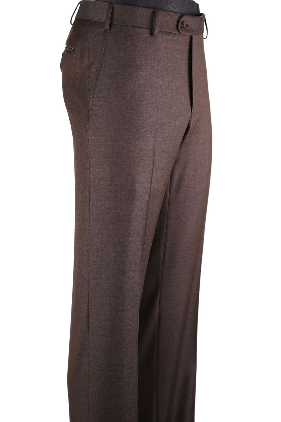 Super 110s Prunelle Wool Flat Front Trouser in Cognac (Choice of Fits) by 6 East by Ballin