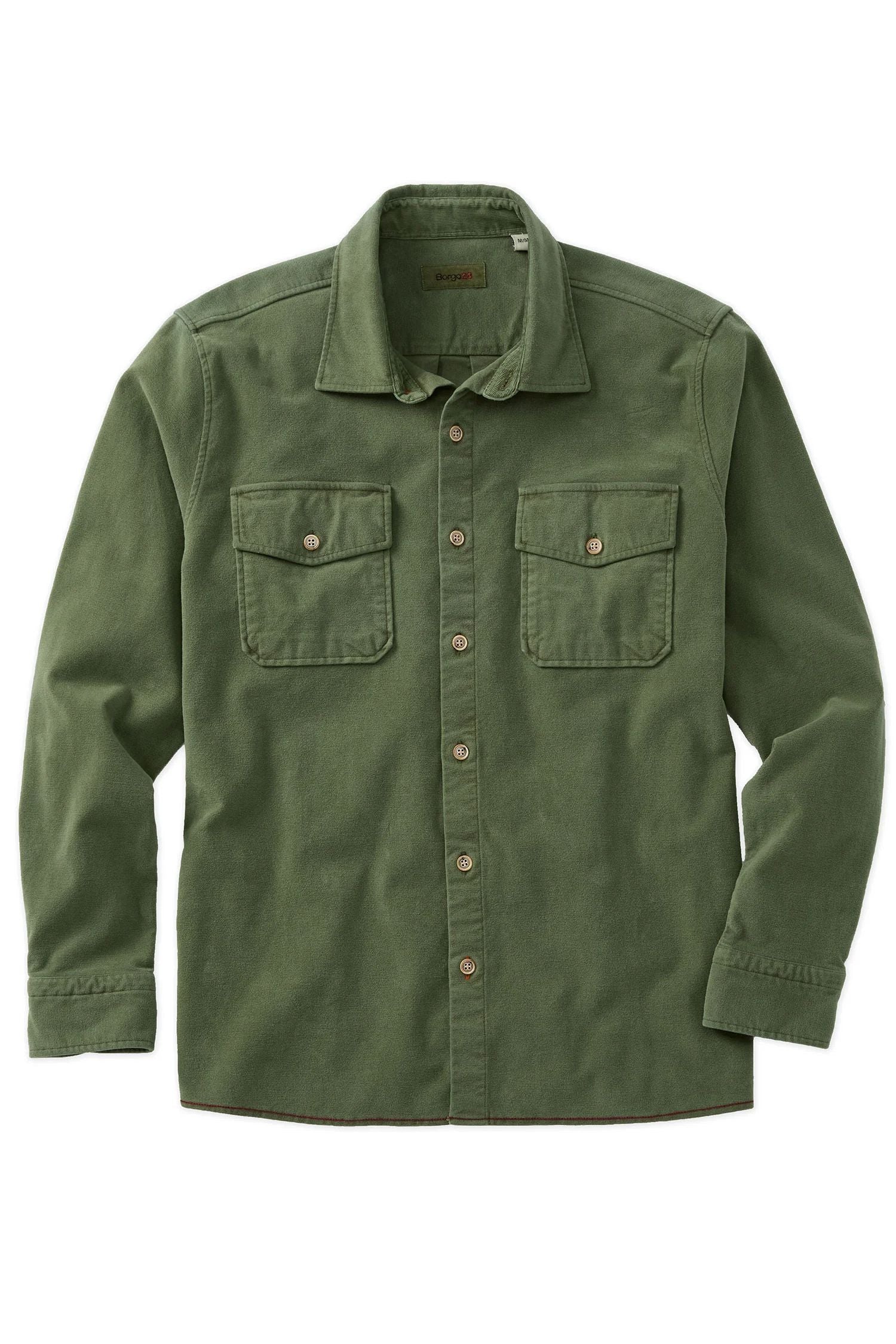 Moleskin Garment-Dyed Long-Sleeve Shirt in Sage by Borgo28