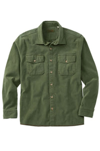 Moleskin Garment-Dyed Long-Sleeve Shirt in Sage by Borgo28