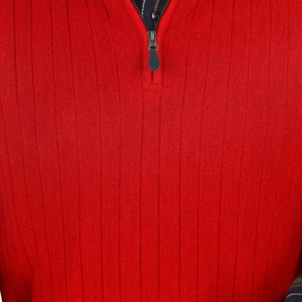 Baby Alpaca 'Links Stitch' Ribbed Zip-Neck Sweater Vest in Wisconsin Red by Peru Unlimited