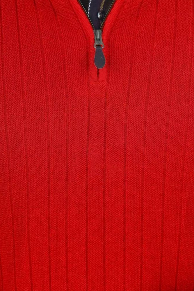 Baby Alpaca 'Links Stitch' Ribbed Zip-Neck Sweater Vest in Wisconsin Red by Peru Unlimited