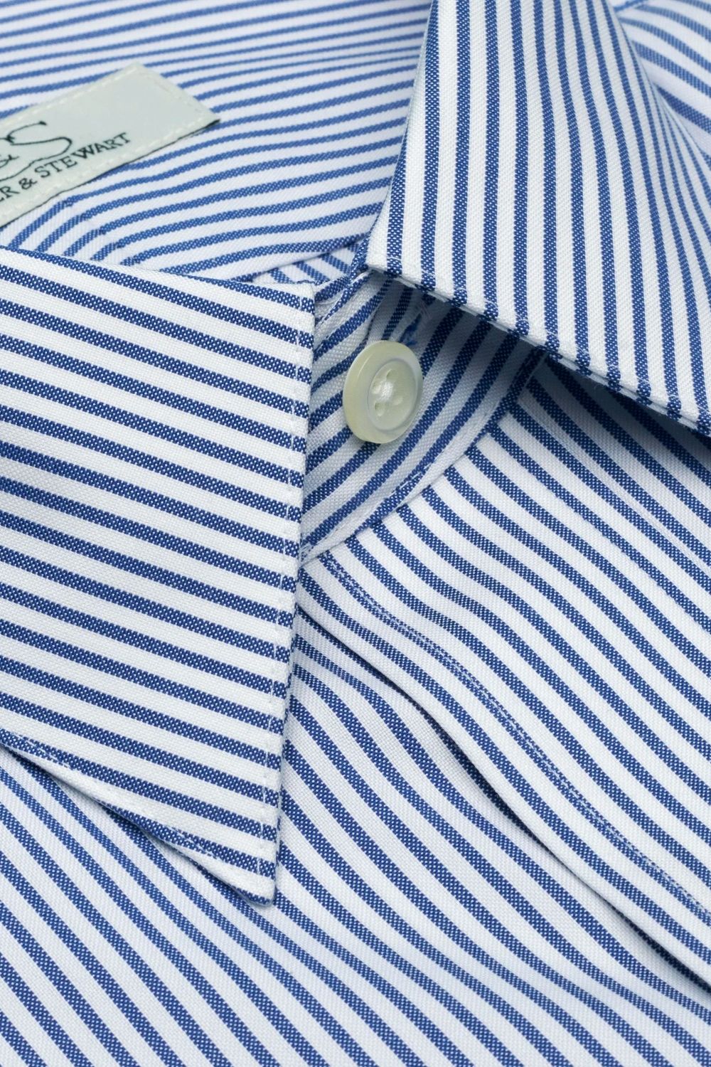 The Burlington - Wrinkle-Free Banker's Stripe Cotton Dress Shirt in Blue by Cooper & Stewart