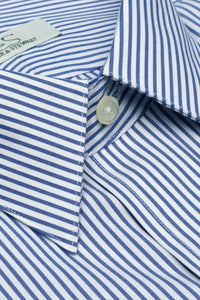 The Burlington - Wrinkle-Free Banker's Stripe Cotton Dress Shirt in Blue by Cooper & Stewart