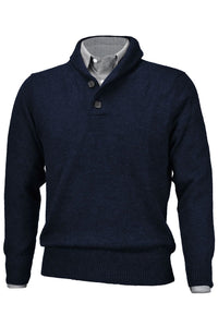 Royal Alpaca 2-Button Shawl Collar Sweater in Midnight Heather by Peru Unlimited