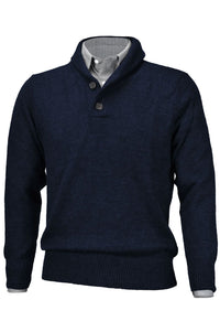 Royal Alpaca 2-Button Shawl Collar Sweater in Midnight Heather by Peru Unlimited