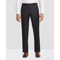 Devon Flat Front Stretch Wool Trouser in Black (Modern Full Fit) by Zanella