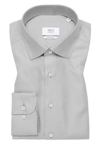 'Royal Twill' In Silver Grey - Modern Fit - Two Ply Cotton Twill Dress Shirt with Kent Collar by Eterna 1863