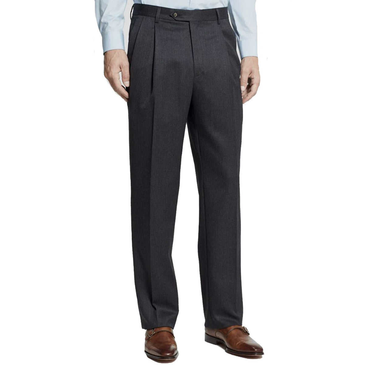 Super 100s Worsted Wool Gabardine Trouser in Charcoal (Milan Double Re