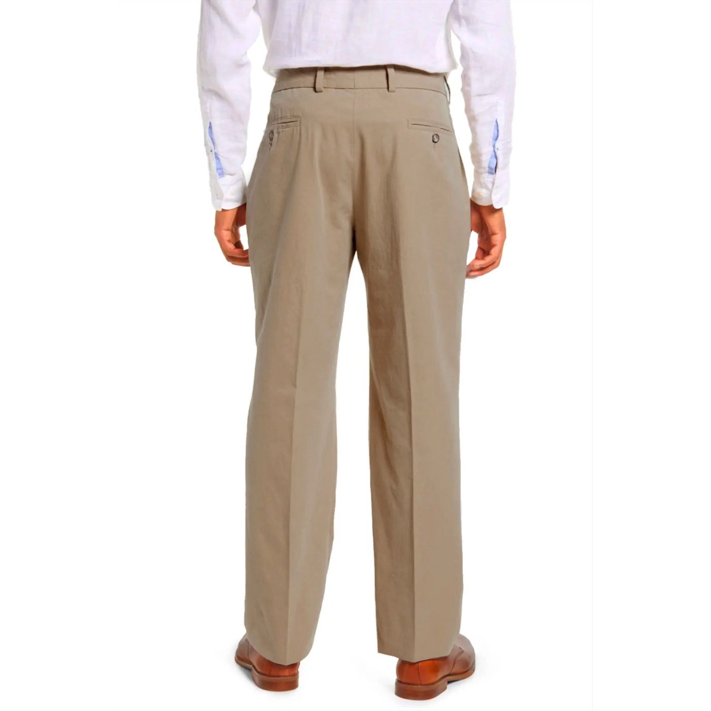 Washed Poplin Pant in Khaki (Oak Double Reverse Pleat) by Charleston Khakis