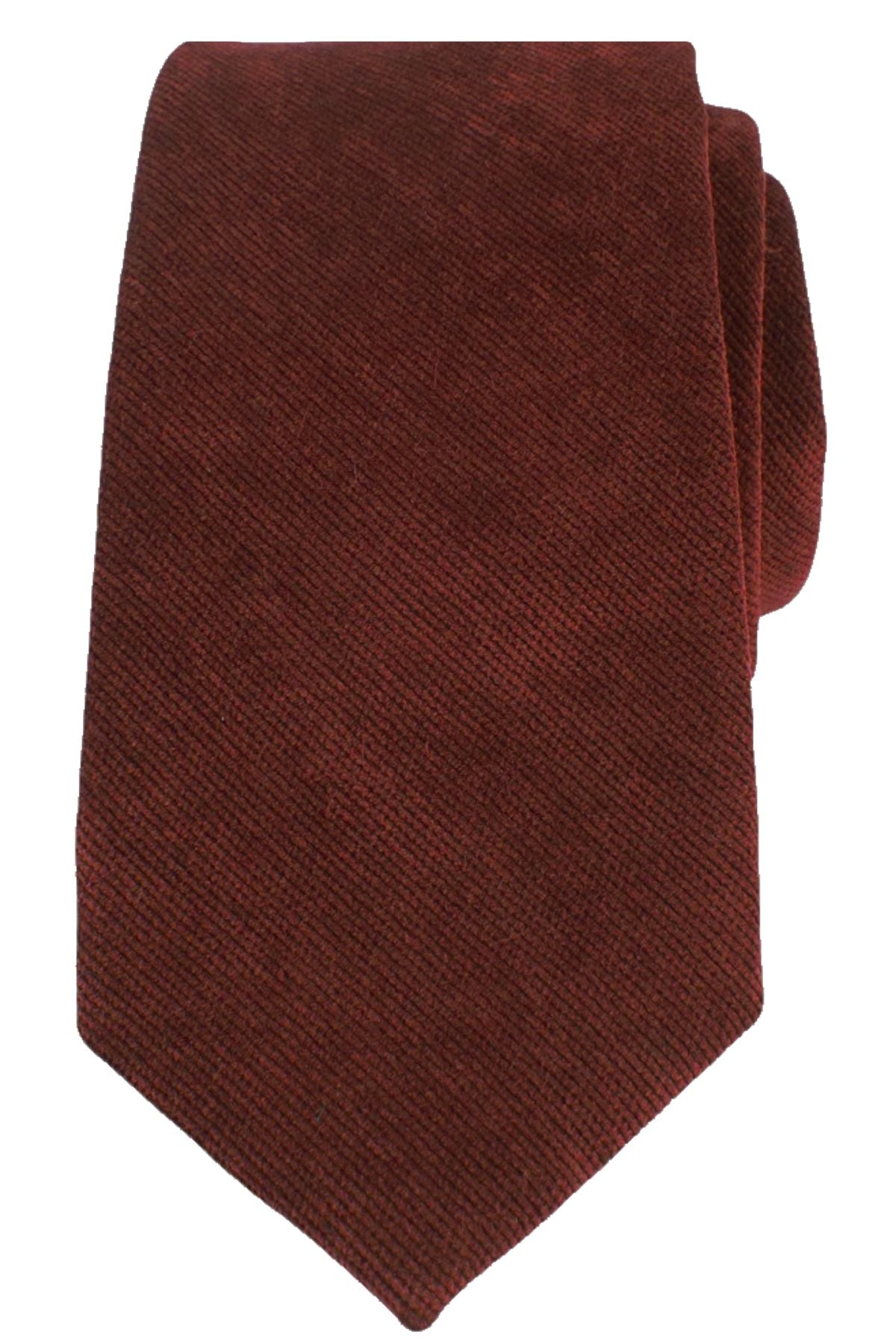 Micro Corduroy Necktie in Deep Rust by Dibi Menswear