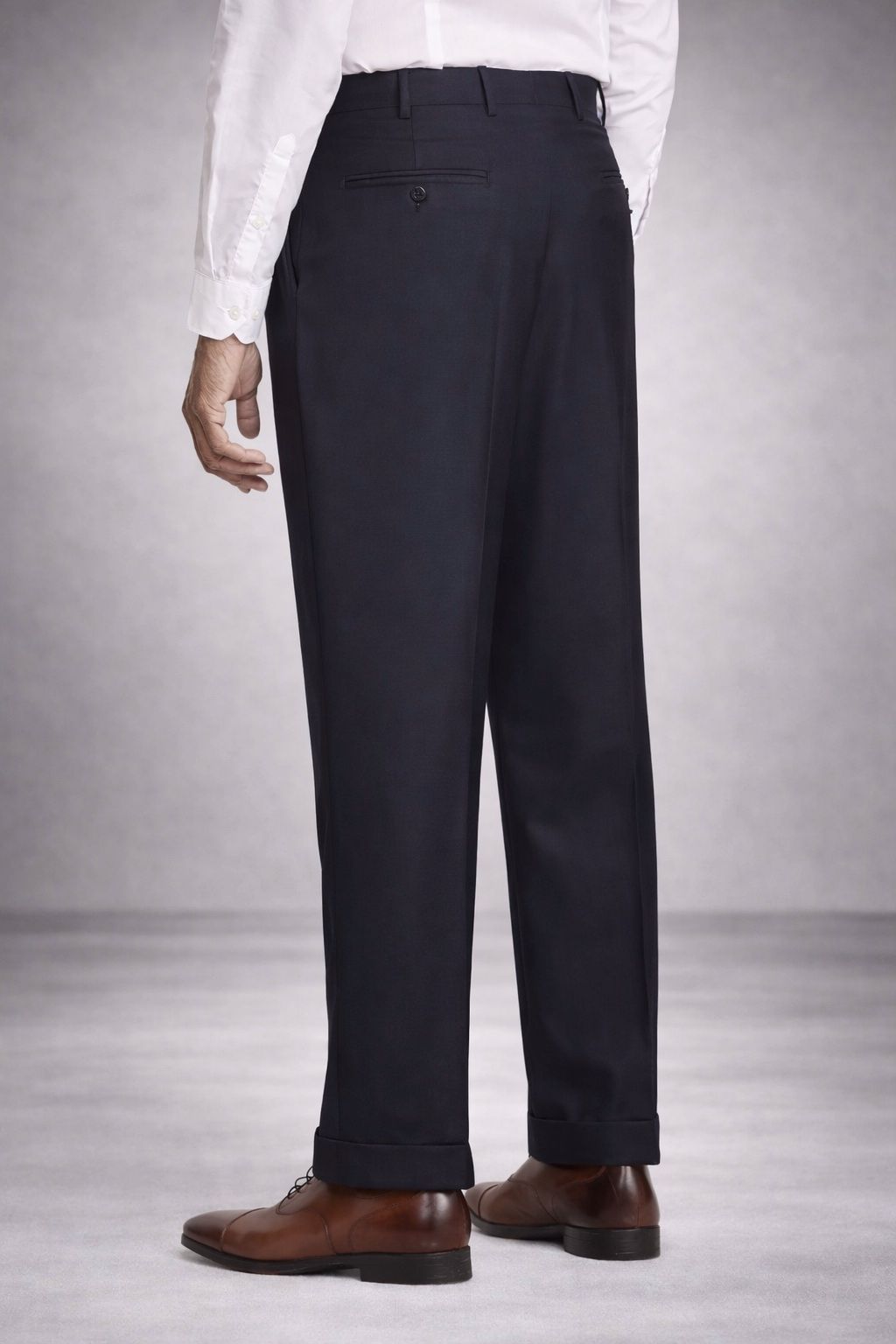 Bennett Double Pleated Super 120s Wool Serge Trouser in Navy Blue (Full Fit) by Zanella