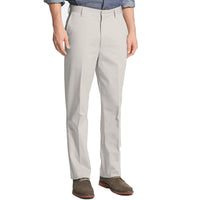 Cotton Twill Performance Dress Khaki in Stone, Size 37 (Regent Plain Front) by Berle