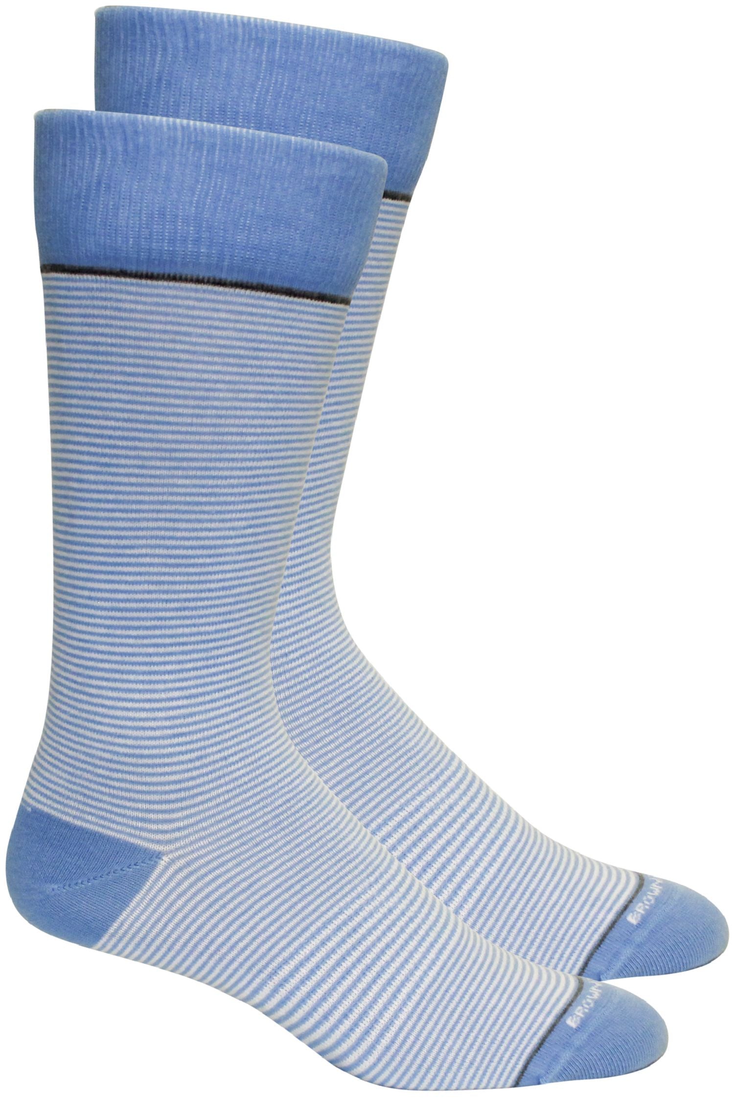 'Stand Up Stripe' Micro Stripe Cotton Socks in Della Blue and White by Brown Dog Hosiery