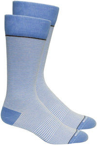 'Stand Up Stripe' Micro Stripe Cotton Socks in Della Blue and White by Brown Dog Hosiery