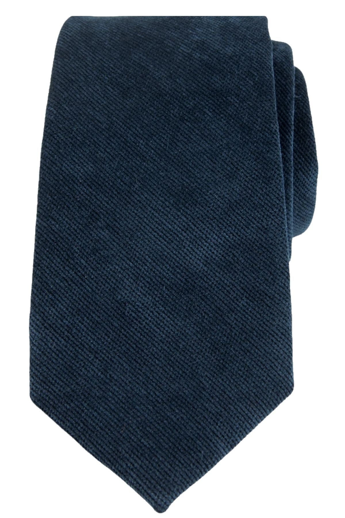 Micro Corduroy Necktie in Navy by Dibi Menswear