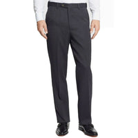 Worsted Wool Gabardine Trouser in Charcoal (Self Sizer Plain Front) by Berle