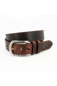 Distressed Waxed Harness Leather Belt in Brown by Torino Leather