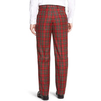 Worsted Wool Fancies Trouser in Royal Stewart Tartan, Size 35 (Milan Double Reverse Pleat) by Berle