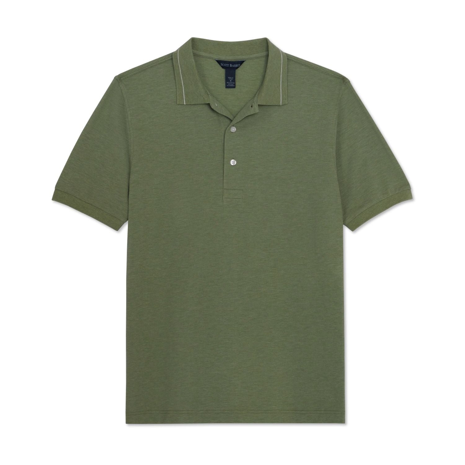 Pima and Silk Pique Short Sleeve Three-Button Polo in Sage by Scott Barber