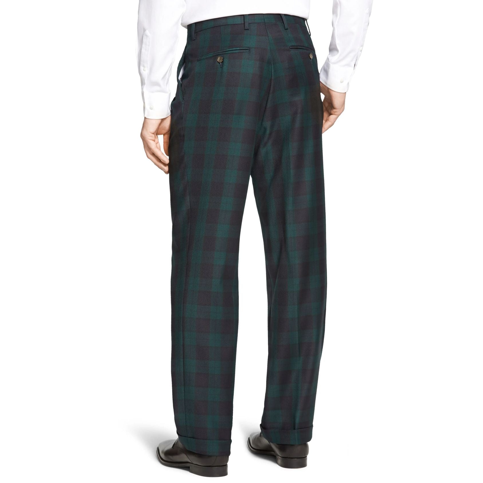 Worsted Wool Fancies Trouser in Black Watch Tartan (Milan Double Reverse Pleat) by Berle