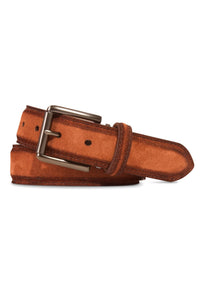 Italian Hand Burnished Suede Belt in Rust by Brookes & Hyde