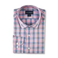 Bold Multi Plaid Italian Cotton Sport Shirt in Rose by Scott Barber