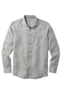 Italian Linen Long Sleeve Sport Shirt in Stone by Borgo28