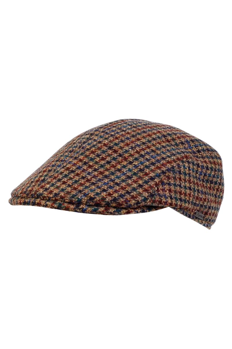 Ivy Modern Shetland Check Wool Cap in Tobacco by Wigens